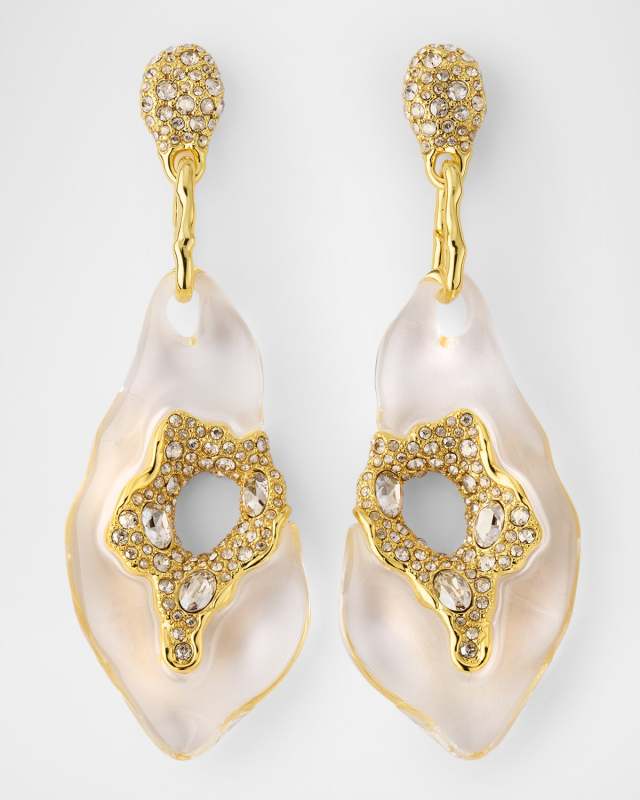 Liquid Lucite Crystal Pave Geode Drop Earrings